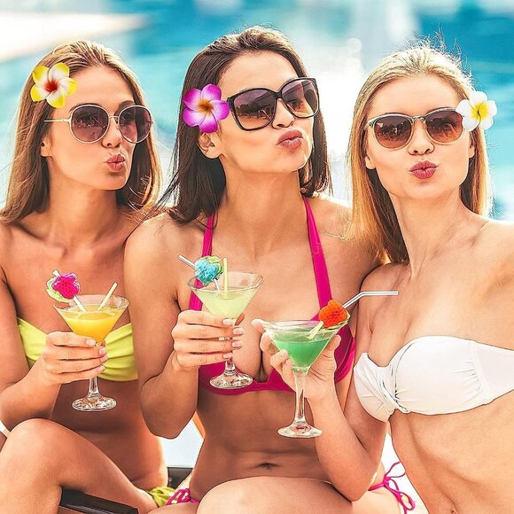 2 Pieces Plumeria Flower Hair Clips Hawaiian Foam Flower Clips - Picture 5 of 7